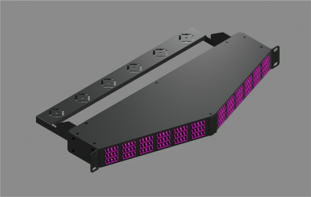 LC đến MPO góc - Bảng điều khiển góc 1RU, 3xLC Quad đến MPO-12 (12 bộ = 144 sợi)